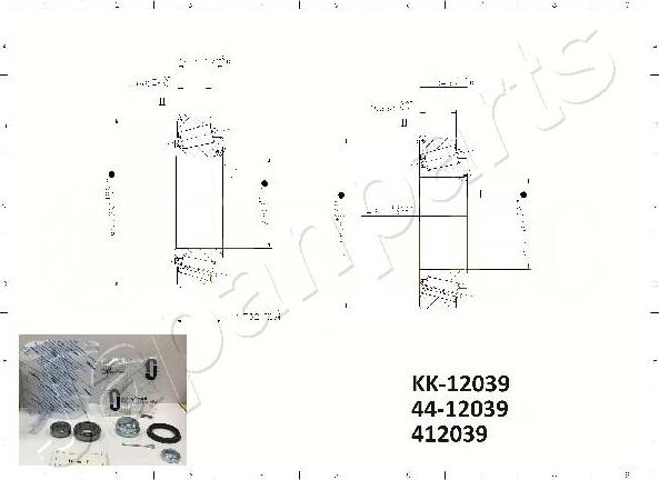 Japanparts KK-12039 - Подшипник ступицы колеса, комплект autospares.lv