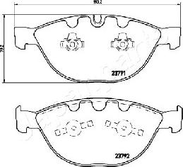 Japanparts PA-0122AF - Тормозные колодки, дисковые, комплект autospares.lv