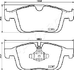 Japanparts PA-0335AF - Тормозные колодки, дисковые, комплект autospares.lv