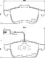 Japanparts PA-0221AF - Тормозные колодки, дисковые, комплект autospares.lv