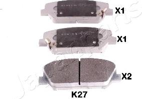 Japanparts PA-K27AF - Тормозные колодки, дисковые, комплект autospares.lv