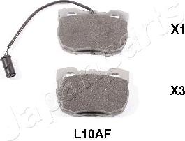 Japanparts PA-L10AF - Тормозные колодки, дисковые, комплект autospares.lv