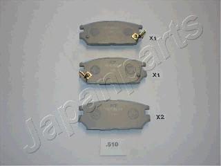 Japanparts PP-510AF - Тормозные колодки, дисковые, комплект autospares.lv