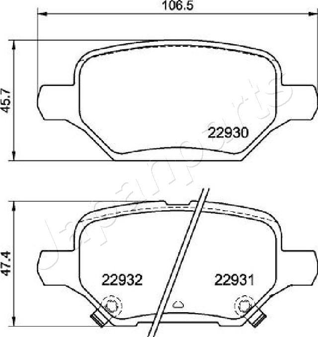 Japanparts PP-0405AF - Тормозные колодки, дисковые, комплект autospares.lv