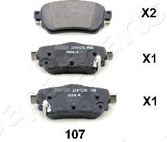 Japanparts PP-107AF - Тормозные колодки, дисковые, комплект autospares.lv