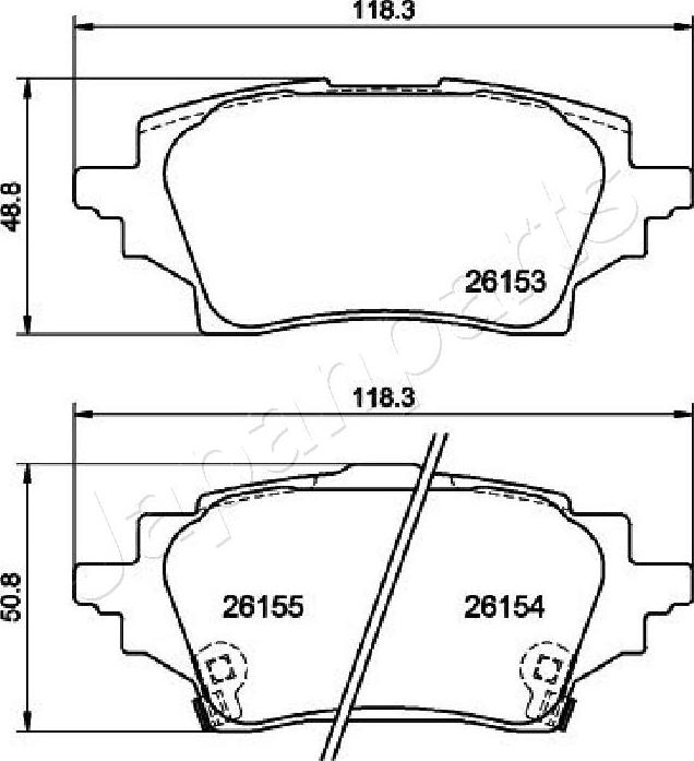 Japanparts PP-263AF - Тормозные колодки, дисковые, комплект autospares.lv