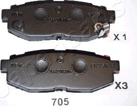 Japanparts PP-705AF - Тормозные колодки, дисковые, комплект autospares.lv
