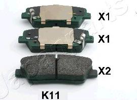 Japanparts PP-K11AF - Тормозные колодки, дисковые, комплект autospares.lv