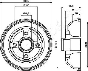 Japanparts TA-0408 - Тормозной барабан autospares.lv