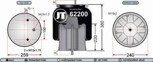 Juratek JAA62201 - Кожух пневматической рессоры autospares.lv