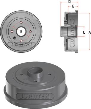 Juratek JDR080 - Тормозной барабан autospares.lv