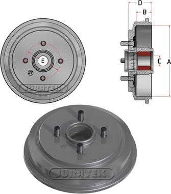 Juratek JDR035B - Тормозной барабан autospares.lv