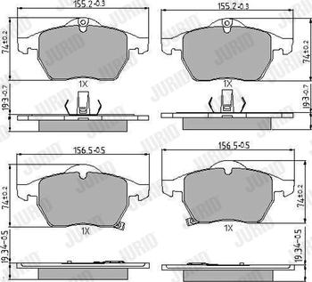 Jurid 571997J - Тормозные колодки, дисковые, комплект autospares.lv