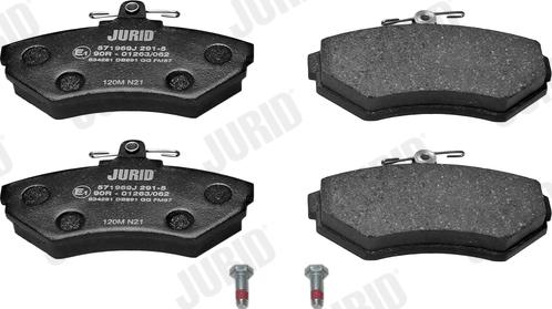 Jurid 571969J - Тормозные колодки, дисковые, комплект autospares.lv