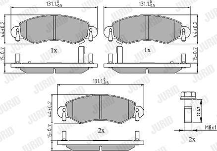 Jurid 571981J - Тормозные колодки, дисковые, комплект autospares.lv