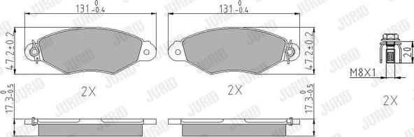 Jurid 571931J - Тормозные колодки, дисковые, комплект autospares.lv