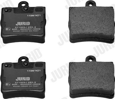 Jurid 571925J - Тормозные колодки, дисковые, комплект autospares.lv