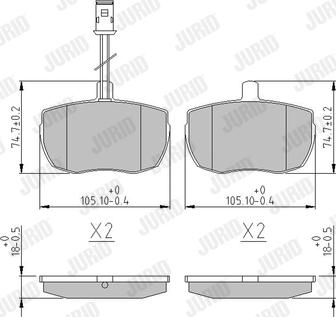 Jurid 571444J - Тормозные колодки, дисковые, комплект autospares.lv