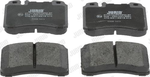 Jurid 571413J - Тормозные колодки, дисковые, комплект autospares.lv