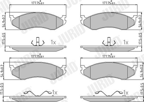 Jurid 571519J - Тормозные колодки, дисковые, комплект autospares.lv