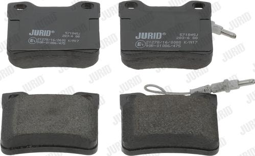 Jurid 571845J - Тормозные колодки, дисковые, комплект autospares.lv