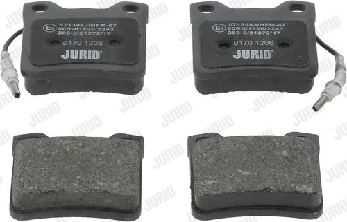 Jurid 571398J - Тормозные колодки, дисковые, комплект autospares.lv