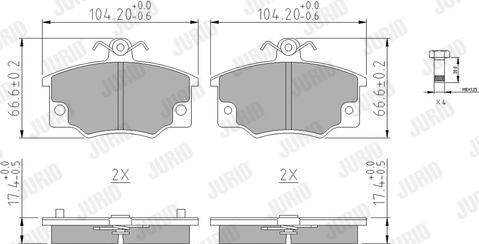 Jurid 571309J - Тормозные колодки, дисковые, комплект autospares.lv
