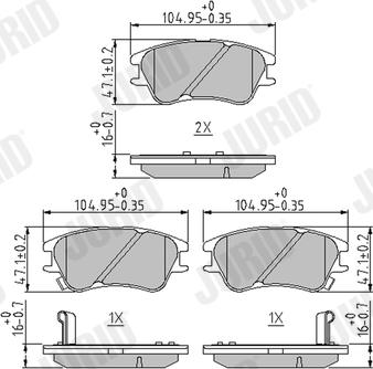 Jurid 573642J - Тормозные колодки, дисковые, комплект autospares.lv