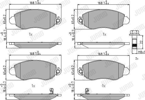 Jurid 573015J - Тормозные колодки, дисковые, комплект autospares.lv