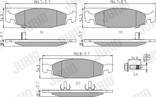 Jurid 573077J - Тормозные колодки, дисковые, комплект autospares.lv