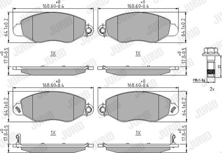 Jurid 573110J - Тормозные колодки, дисковые, комплект autospares.lv