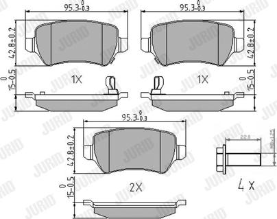 Jurid 573122J - Тормозные колодки, дисковые, комплект autospares.lv