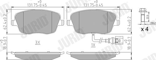 Jurid 573127J - Тормозные колодки, дисковые, комплект autospares.lv