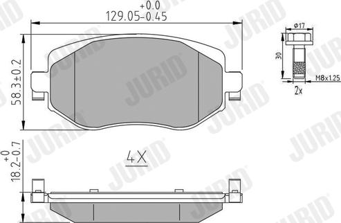 Jurid 573842J - Тормозные колодки, дисковые, комплект autospares.lv