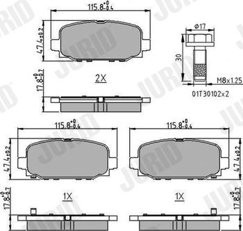 Jurid 573824J - Тормозные колодки, дисковые, комплект autospares.lv