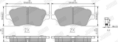 Jurid 573363J - Тормозные колодки, дисковые, комплект autospares.lv