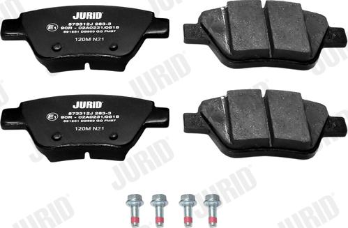 Jurid 573312J - Тормозные колодки, дисковые, комплект autospares.lv