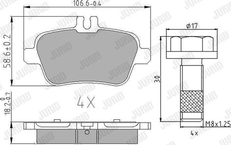 Jurid 573370J - Тормозные колодки, дисковые, комплект autospares.lv