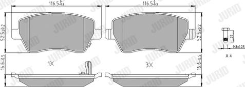 Jurid 573255J - Тормозные колодки, дисковые, комплект autospares.lv