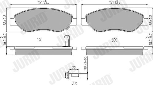 Jurid 573205J - Тормозные колодки, дисковые, комплект autospares.lv