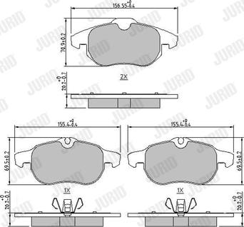 Jurid 573723J - Тормозные колодки, дисковые, комплект autospares.lv