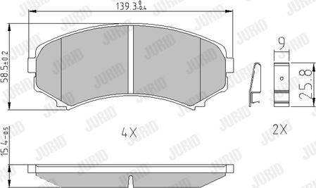 Jurid 572497J - Тормозные колодки, дисковые, комплект autospares.lv