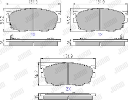 Jurid 572444J - Тормозные колодки, дисковые, комплект autospares.lv