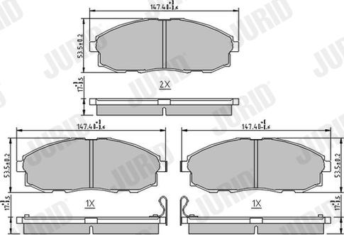 Jurid 572442J - Тормозные колодки, дисковые, комплект autospares.lv