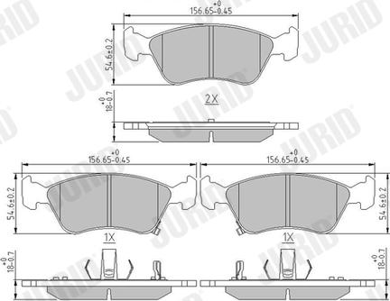 Jurid 572400J - Тормозные колодки, дисковые, комплект autospares.lv