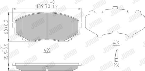 Jurid 572435J - Тормозные колодки, дисковые, комплект autospares.lv