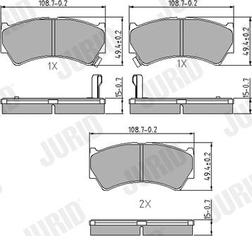 Jurid 572433J - Тормозные колодки, дисковые, комплект autospares.lv