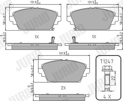 Jurid 572429J - Тормозные колодки, дисковые, комплект autospares.lv