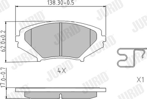 Jurid 572555J - Тормозные колодки, дисковые, комплект autospares.lv