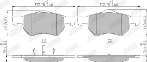 Jurid 572509J - Тормозные колодки, дисковые, комплект autospares.lv